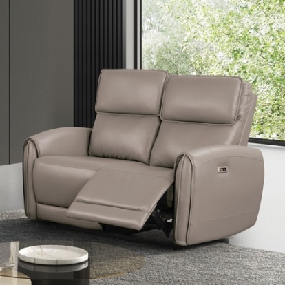 Furniture of America Schlieren Contemporary Foam Leatherette Light Brown Power Loveseat Model FM6012LB-LV-PM