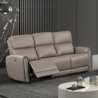 Furniture of America Schlieren Contemporary Foam Leatherette Light Brown Power Sofa Model FM6012LB-SF-PM