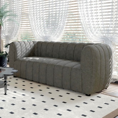 Furniture of America Aversa Contemporary Boucle Solid with Wood Charcoal Gray Loveseat Model FM61002GY-LV