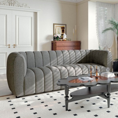 Furniture of America Aversa Contemporary Boucle Solid with Wood Charcoal Gray Sofa Model FM61002GY-SF