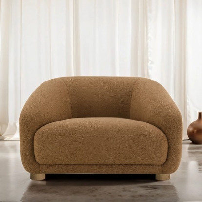 Furniture of America Kolvere Contemporary Boucle Foam Solid with Wood Brown Chair Model FM61006BR-CH