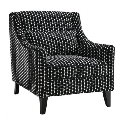Furniture of America Viviani Transitional Chenille Foam Solid with Wood White-Black Accent Chair with 1 Kidney Model FM61007BK-CH-SQ