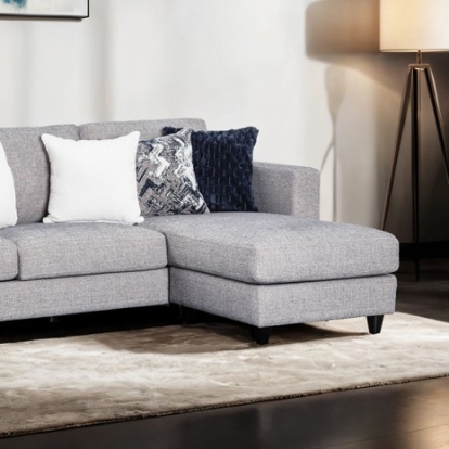 Furniture of America Harlow Transitional Chenille Engineered with Wood Foam Solid with Wood Light Gray Reversible Chaise Sectional Model FM61008LG
