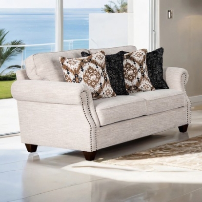Furniture of America Earley Transitional Engineered with Wood Fabric Foam Solid with Wood Light Gray Loveseat Model FM61009WH-LV