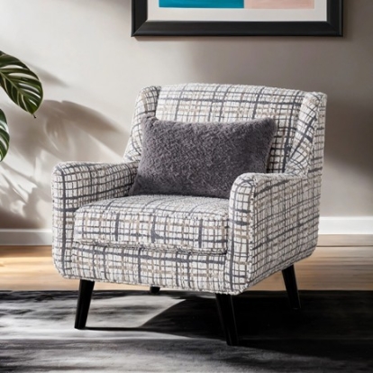 Furniture of America Turnham Transitional Engineered with Wood Fabric Foam Solid with Wood White-Black Accent Chair Model FM61112WH-CH-PT