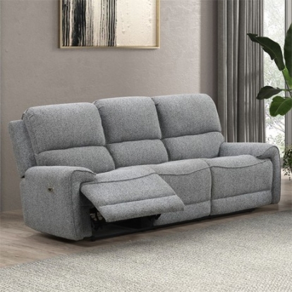 Furniture of America Morcote Contemporary Boucle Fabric Boucle Fabric Engineered with Wood Solid with Wood Gray Power Sofa Model FM62001GY-SF-PM