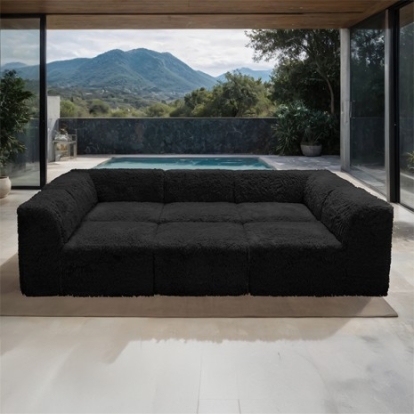 Furniture Of America Nappi Contemporary Compressed Foam, Faux Fur Black Daybed (Compressed Foam) | FM62102BK-BED