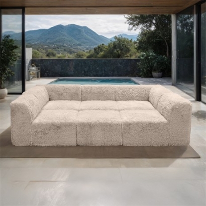 Furniture Of America Nappi Contemporary Compressed Foam, Faux Fur Taupe Daybed (Compressed Foam) | FM62102TP-BED