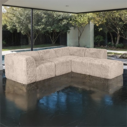 Furniture Of America Nappi Contemporary Compressed Foam, Faux Fur Taupe L-Sectional (Compressed Foam) | FM62102TP-SECT-B