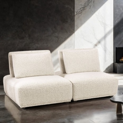 Furniture Of America Stavanger Contemporary Boucle, Solid Wood, Others Beige 2-Seater | FM63001BG-B