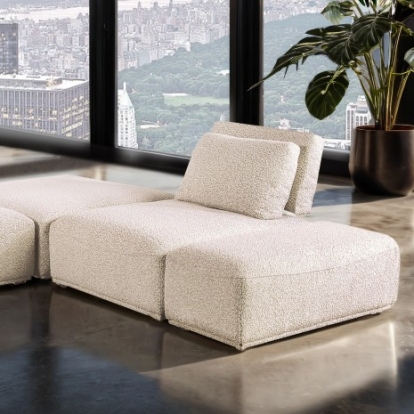 Furniture of America Stavanger Contemporary Boucle Solid with Wood Beige L-Sectional Model FM63001BG-F