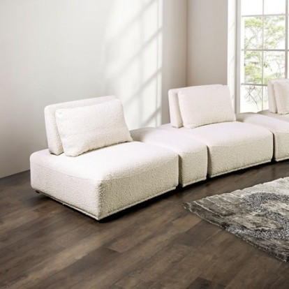 Furniture of America Stavanger Contemporary Boucle Solid with Wood Beige Curved 3-Seater Model FM63001BG-G