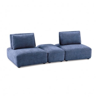 Furniture of America Stavanger Contemporary Boucle Solid with Wood Blue 2-Seater with Rect Ot Model FM63001BL-E
