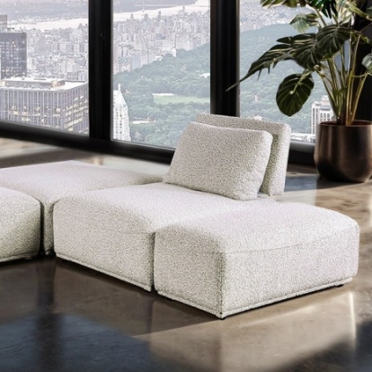 Furniture of America Stavanger Contemporary Boucle Solid with Wood Light Gray L-Sectional Model FM63001LG-F