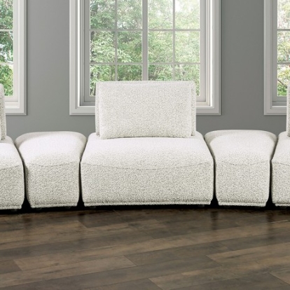 Furniture Of America Stavanger Contemporary Boucle, Solid Wood, Others Light Gray Curved 3-Seater | FM63001LG-G