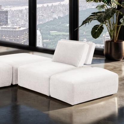 Furniture of America Stavanger Contemporary Boucle Solid with Wood White L-Sectional Model FM63001WH-F
