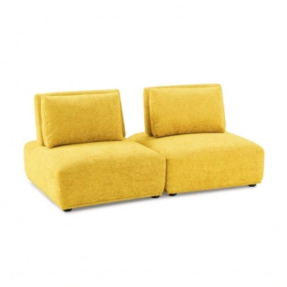 Furniture of America Stavanger Contemporary Boucle Solid with Wood Yellow 2-Seater Model FM63001YL-B