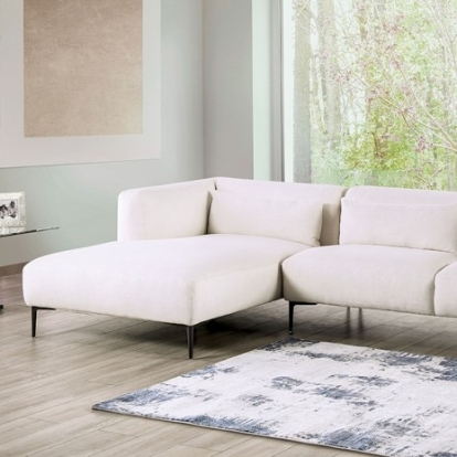 Furniture Of America Paderborn Contemporary Cotton-Linen Blend, Metal, Solid Wood, Others Linen White Sectional, Left Chaise | FM63002WH-SECT-L