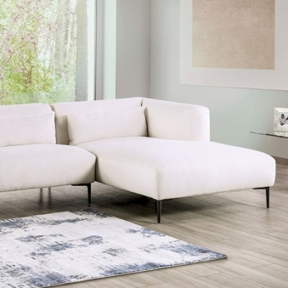 Furniture of America Paderborn Contemporary Cotton-Linen Blend Metal Solid with Wood Linen White Sectional Right Chaise Model FM63002WH-SECT-R