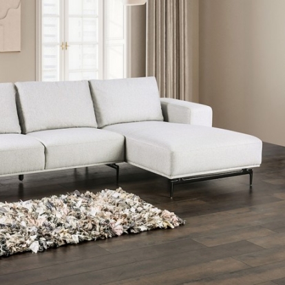 Furniture of America Baerum Contemporary Metal Solid with Wood Wool Light Gray Sectional Right Chaise Model FM63006LG-SECT-R