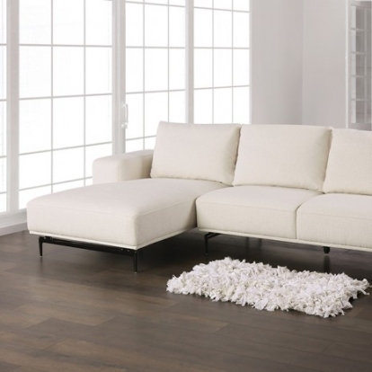Furniture of America Baerum Contemporary Metal Solid with Wood Wool Linen White Sectional Left Chaise Model FM63006WH-SECT-L