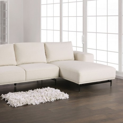Furniture of America Baerum Contemporary Metal Solid with Wood Wool Linen White Sectional Right Chaise Model FM63006WH-SECT-R