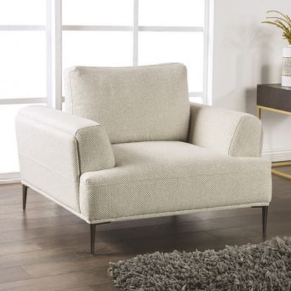 Furniture of America Gladbach Contemporary Chenille Metal Solid with Wood Beige Chair Model FM63007BG-CH