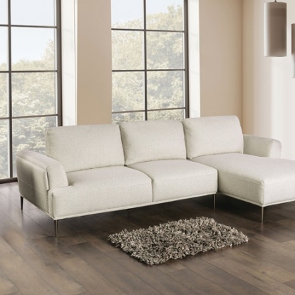 Furniture of America Gladbach Contemporary Chenille Metal Solid with Wood Beige Sectional Right Chaise Model FM63007BG-SECT-R