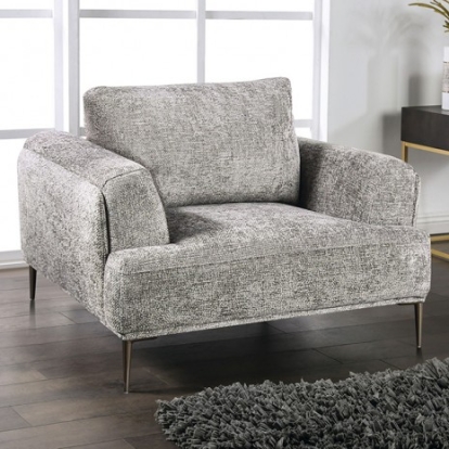 Furniture of America Gladbach Contemporary Chenille Metal Solid with Wood Gray Chair Model FM63007GY-CH