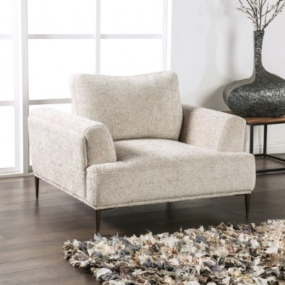 Furniture of America Gladbach Contemporary Chenille Metal Solid with Wood Light Brown Chair Model FM63007LB-CH