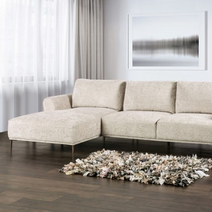 Furniture of America Gladbach Contemporary Chenille Metal Solid with Wood Light Brown Sectional Left Chaise Model FM63007LB-SECT-L