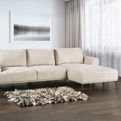 Furniture of America Gladbach Contemporary Chenille Metal Solid with Wood Light Brown Sectional Right Chaise Model FM63007LB-SECT-R