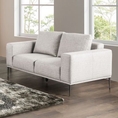 Furniture of America Forde Contemporary Chenille Metal Solid with Wood Gray Loveseat Model FM63009GY-LV