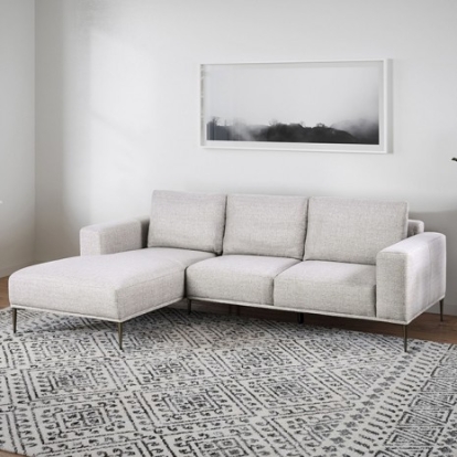 Furniture of America Forde Contemporary Chenille Metal Solid with Wood Gray Sectional Left Chaise Model FM63009GY-SECT-L