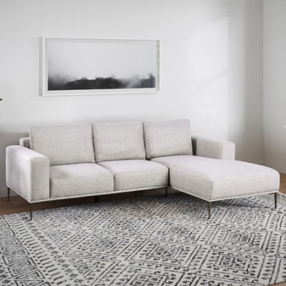 Furniture of America Forde Contemporary Chenille Metal Solid with Wood Gray Sectional Right Chaise Model FM63009GY-SECT-R