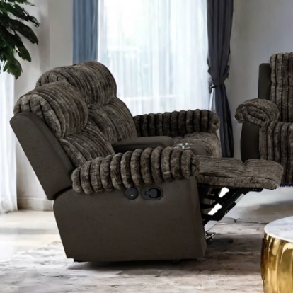 Furniture Of America Dionysus Transitional Engineered Wood, Fabric, Foam, Solid Wood Brown Manual Reclining Loveseat | FM64003BR-LV-M