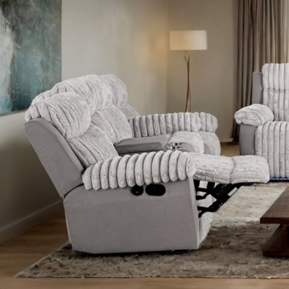 Furniture Of America Dionysus Transitional Engineered Wood, Fabric, Foam, Solid Wood Gray Manual Reclining Loveseat | FM64004GY-LV-M