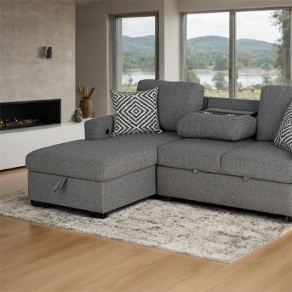 Furniture Of America Chatham Contemporary Engineered Wood, Fabric, Foam Gray Sectional | FM64005GY-SECT-L