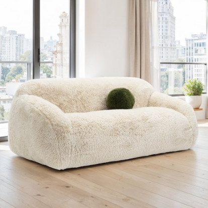 Furniture Of America Darwen Contemporary Faux Fur Sand Sofa | FM64006BG-SF