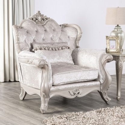 Furniture Of America Acapulco Traditional Fabric, Solid Wood, Others Off-White Chair | FM65001WH-CH
