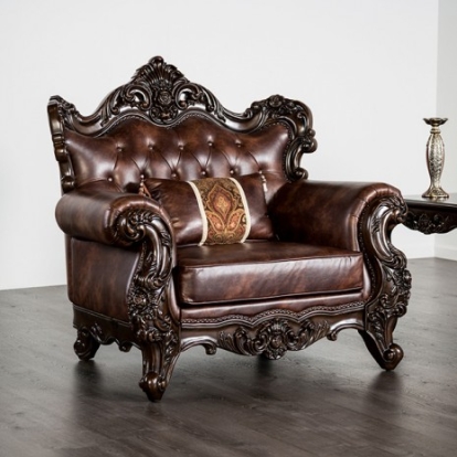 Furniture Of America Palencia Traditional Leatherette, Solid Wood, Others Dark Cherry/Brown Chair | FM65005BR-CH