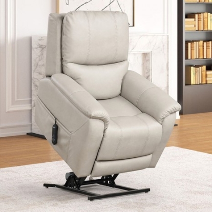Furniture of America Ethelreda Contemporary Foam Leatherette Metal Light Gray Lift Chair Model FM68002LG-LC
