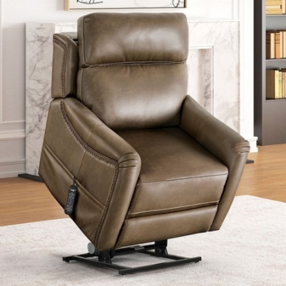 Furniture of America Sylvanus Transitional Foam Leatherette Metal Brown Lift Chair Model FM68004BR-LC