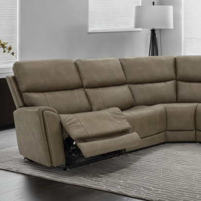 Furniture of America Orpheus Contemporary Fabric Foam Solid with Wood Brown Power Sectional Model FM68100BR-SECT-PM