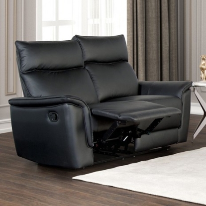 Furniture Of America Bienne Transitional Leather Match, Metal, Others Black Loveseat Manual Recliner | FM69002BK-LV-M