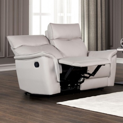 Furniture Of America Bienne Transitional Leather Match, Metal, Others Taupe Loveseat Manual Recliner | FM69002TP-LV-M