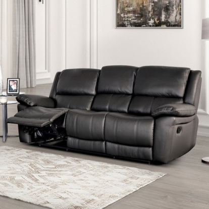 Furniture Of America Glarus Transitional Black Black Sofa Manual Recliner | FM69003BK-SF-M