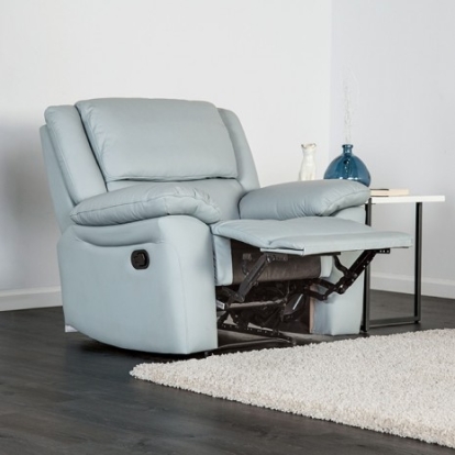 Furniture of America Glarus Transitional Leather Match Metal Powder Blue Recliner Chair Model FM69003BL-CH-M