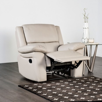 Furniture of America Glarus Transitional Leather Match Metal White Recliner Chair Model FM69003WH-CH-M