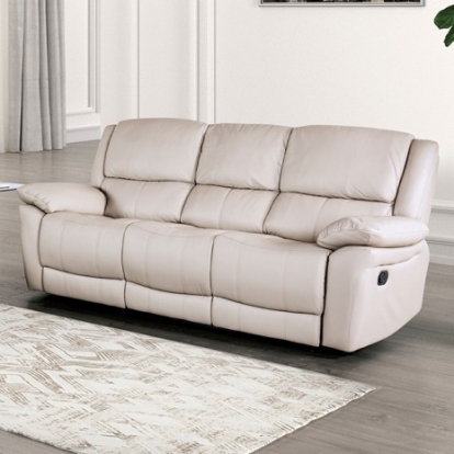 Furniture of America Glarus Transitional Leather Match Metal White Sofa Manual Recliner Model FM69003WH-SF-M